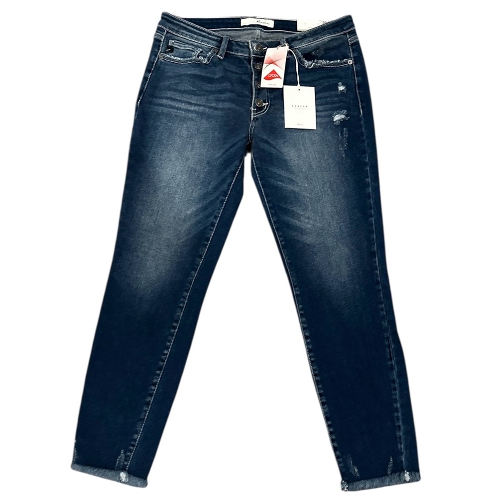 NWT KanCan Kate Mid Rise Button Fly Distressed Skinny Jeans KC8569D Sz 11/29 80C